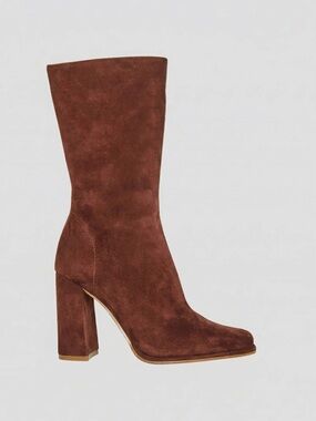 Steve Madden Lockwood Suede Chestnut High Block Heel Mid-Calf Boot women’s 6
